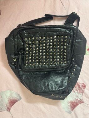Black Studded Faux Leather Backpack Punk Rock Y2K Bag